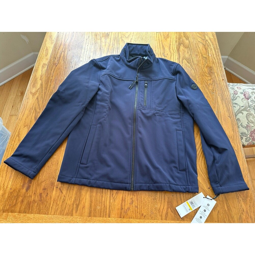 New CALVIN KLEIN Mens Water Repellent Jacket Zip Navy Medium